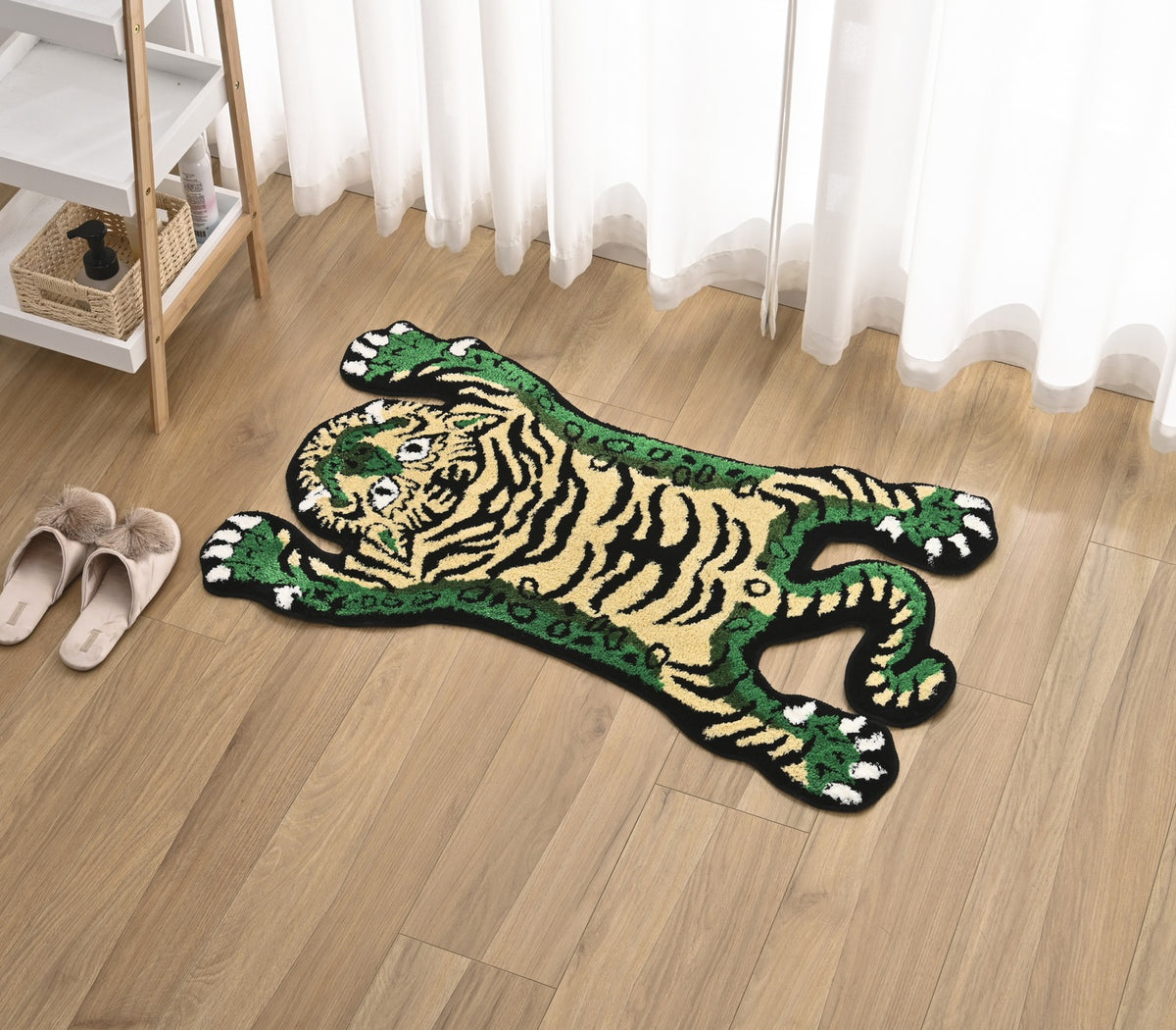 Feblilac Green Tiger Tufted Bath Mat