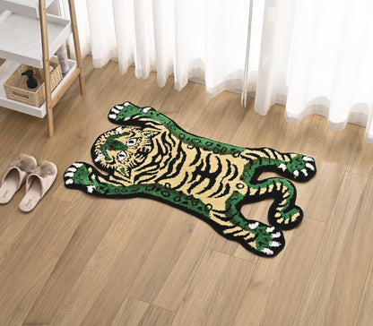 Feblilac Green Tiger Tufted Bath Mat