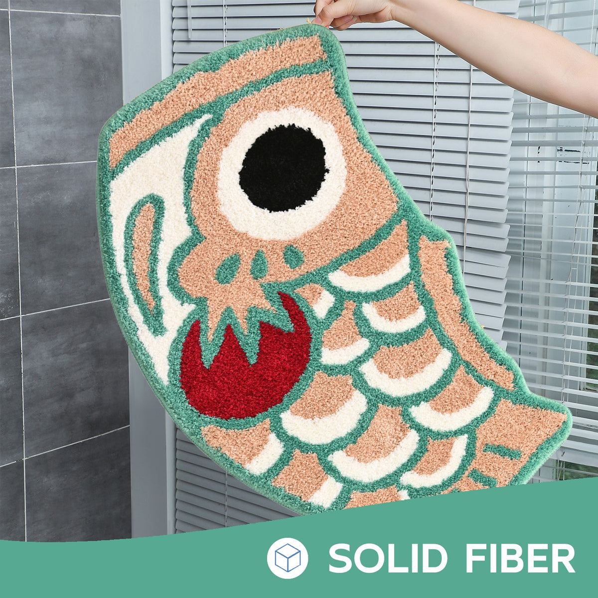 Feblilac Pink Blue and Red Koinobori Carp Flag Tufted Bath Mat