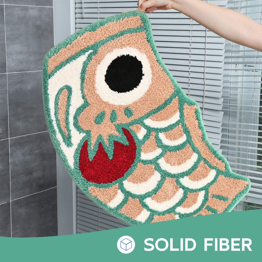 Feblilac Pink Blue and Red Koinobori Carp Flag Tufted Bath Mat