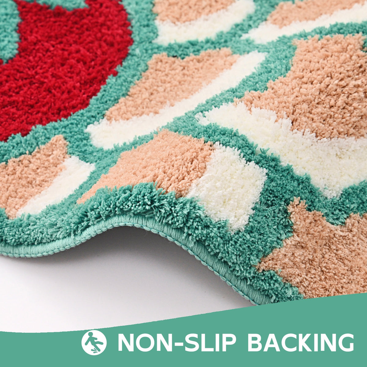 Feblilac Pink Blue and Red Koinobori Carp Flag Tufted Bath Mat
