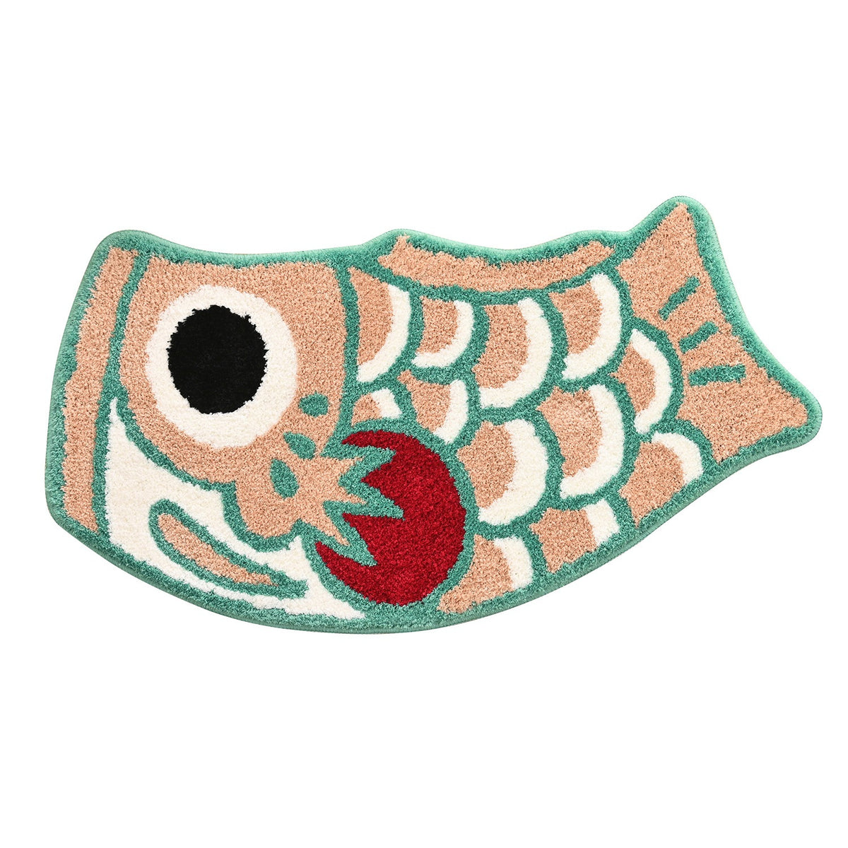 Feblilac Pink Blue and Red Koinobori Carp Flag Tufted Bath Mat