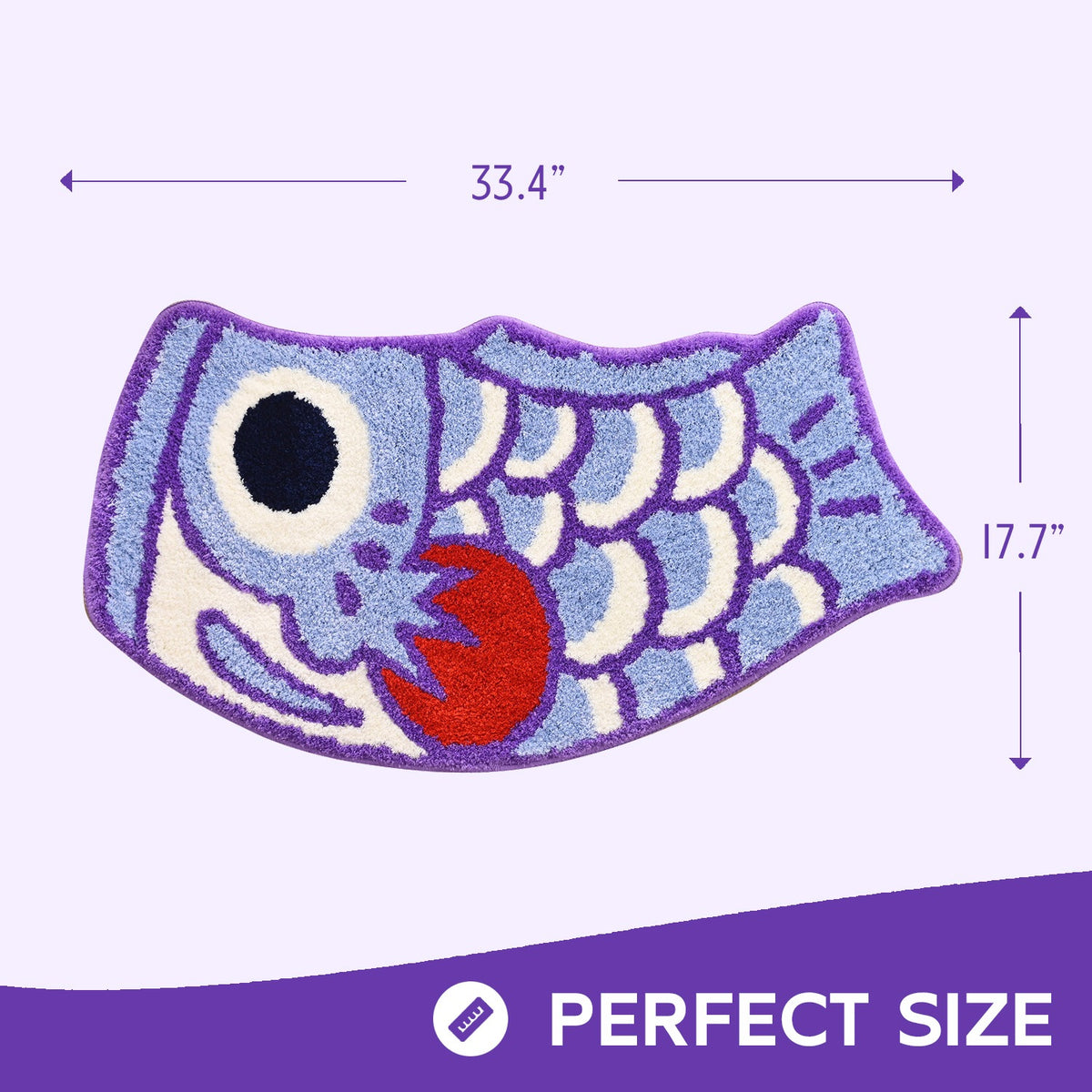 Feblilac Red and Purple Koinobori Carp Flag Tufted Bath Mat