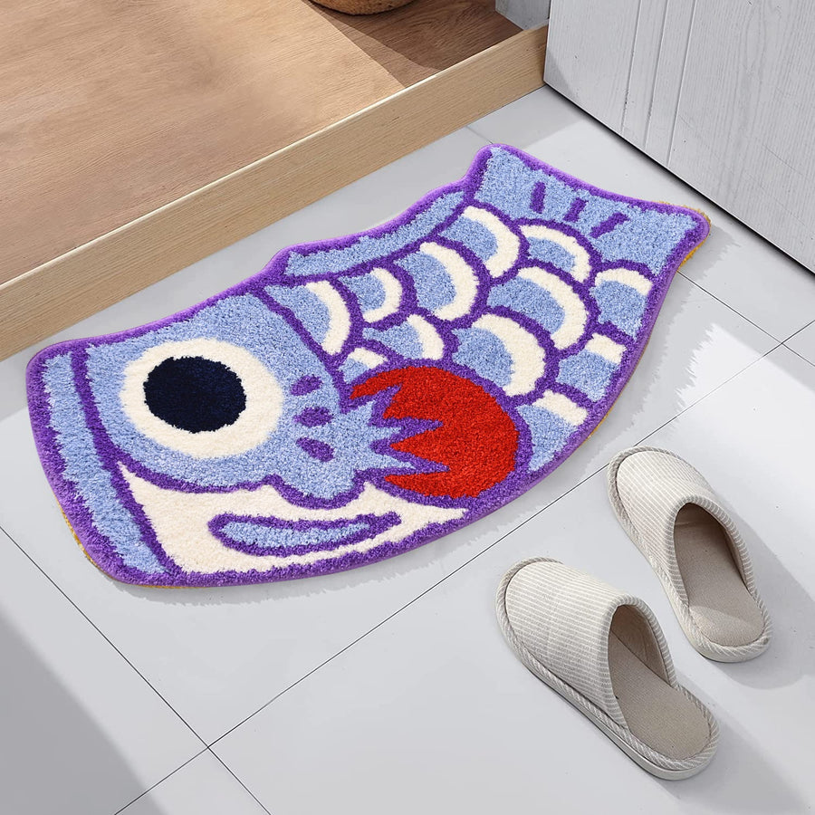 Feblilac Red and Purple Koinobori Carp Flag Tufted Bath Mat