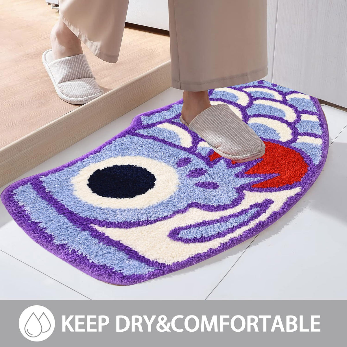 Feblilac Red and Purple Koinobori Carp Flag Tufted Bath Mat