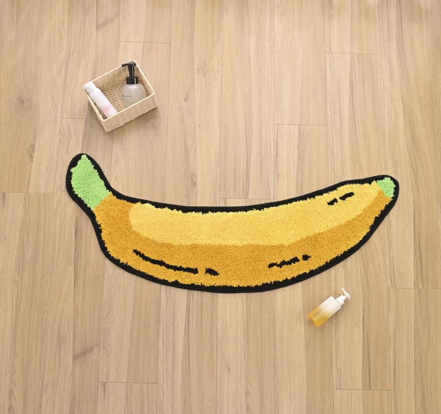 Feblilac Irregular Banana Tufted Bath Mat