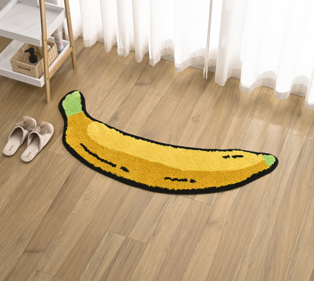 Feblilac Irregular Banana Tufted Bath Mat