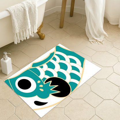 Feblilac Teal Koinobori Carp Flag Tufted Bath Mat