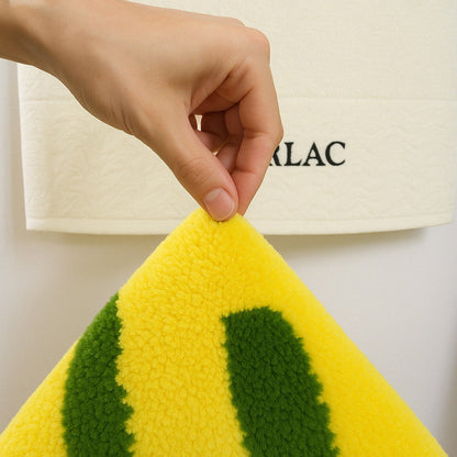 Feblilac Yellow and Green Leaves Tufted Bath Mat
