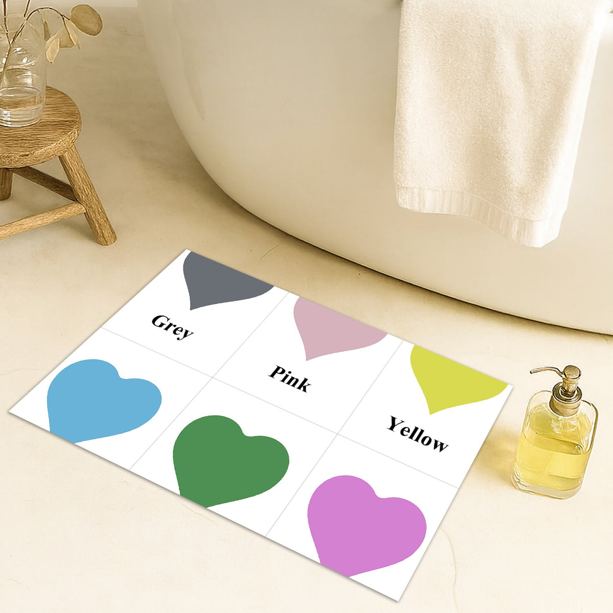 Feblilac Heart Shape Tufted Bath Mat