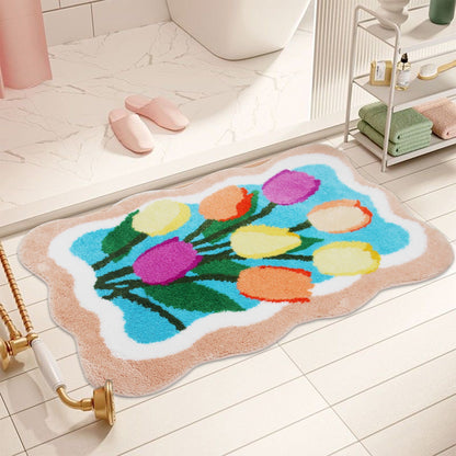 Feblilac Garden Irregular Tulip Tufted Bath Mat