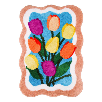 Feblilac Garden Irregular Tulip Tufted Bath Mat