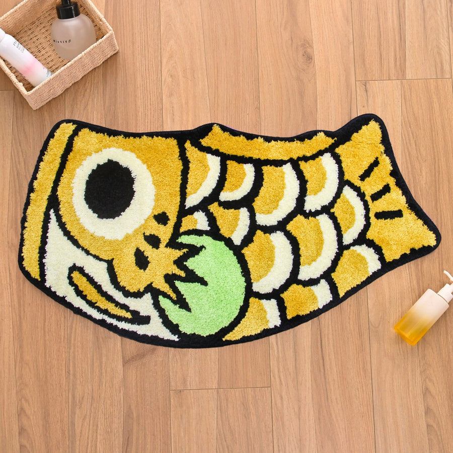 Feblilac Koinobori Carp Flag Earth Yellow Tufted Bath Mat