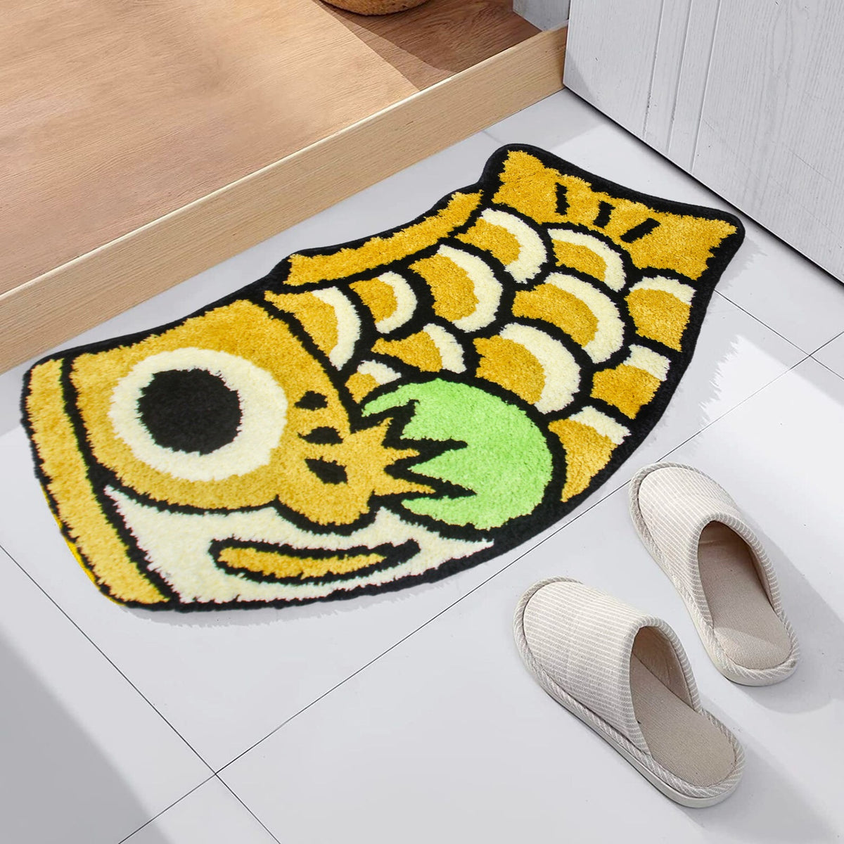 Feblilac Koinobori Carp Flag Earth Yellow Tufted Bath Mat