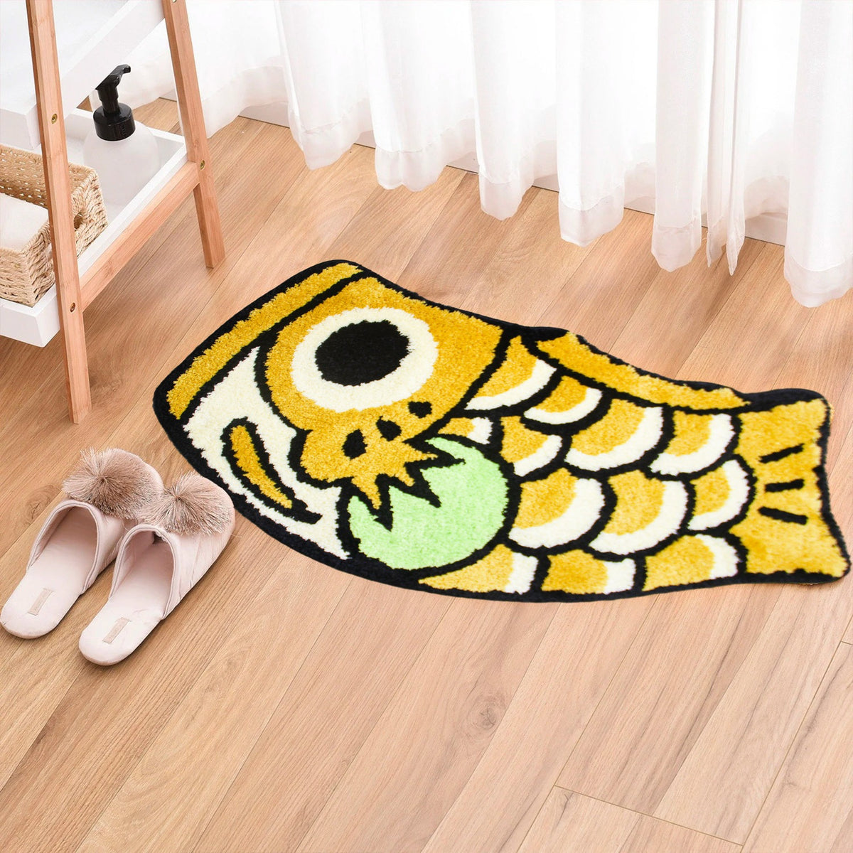 Feblilac Koinobori Carp Flag Earth Yellow Tufted Bath Mat