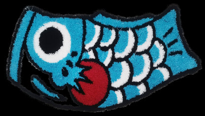 Feblilac Koinobori Carp Flag Bright Blue Red Fins Tufted Bath Mat