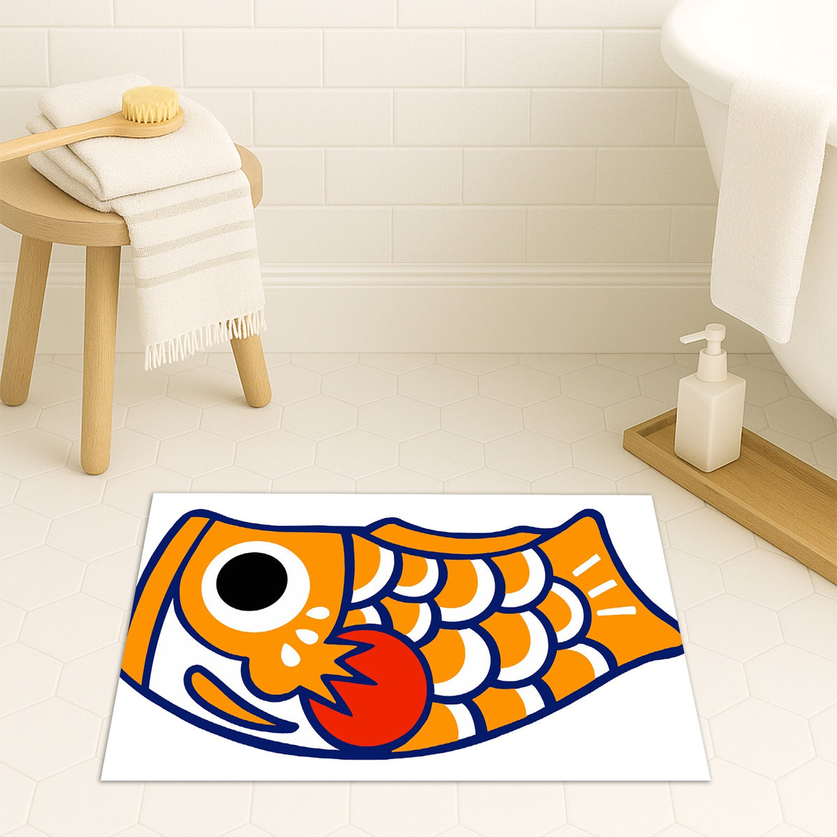 Feblilac Koinobori Carp Flag Clownfish Tufted Bath Mat