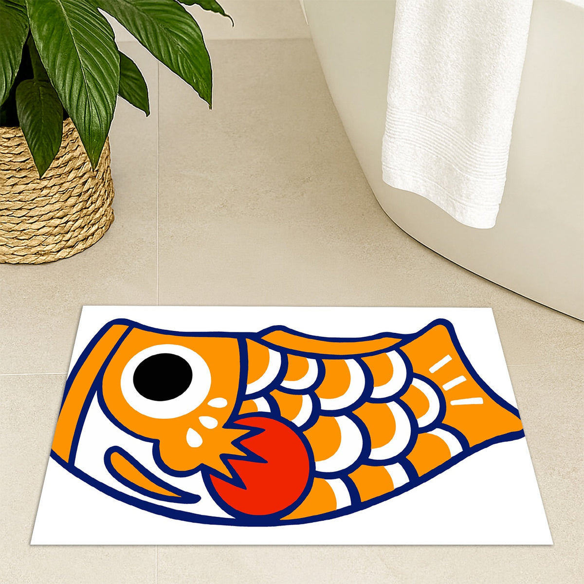 Feblilac Koinobori Carp Flag Clownfish Tufted Bath Mat