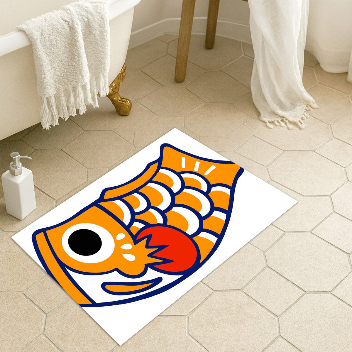 Feblilac Koinobori Carp Flag Clownfish Tufted Bath Mat