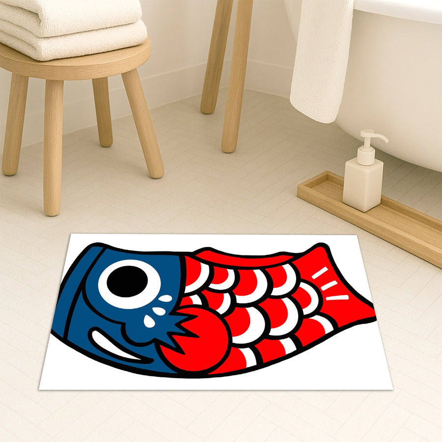 Feblilac Koinobori Carp Flag Stars and Stripes Tufted Bath Mat