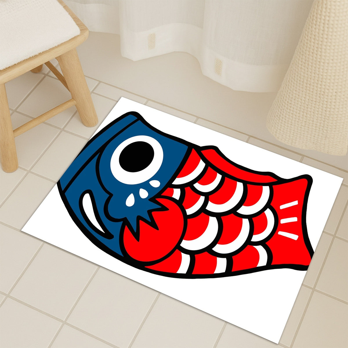 Feblilac Koinobori Carp Flag Stars and Stripes Tufted Bath Mat