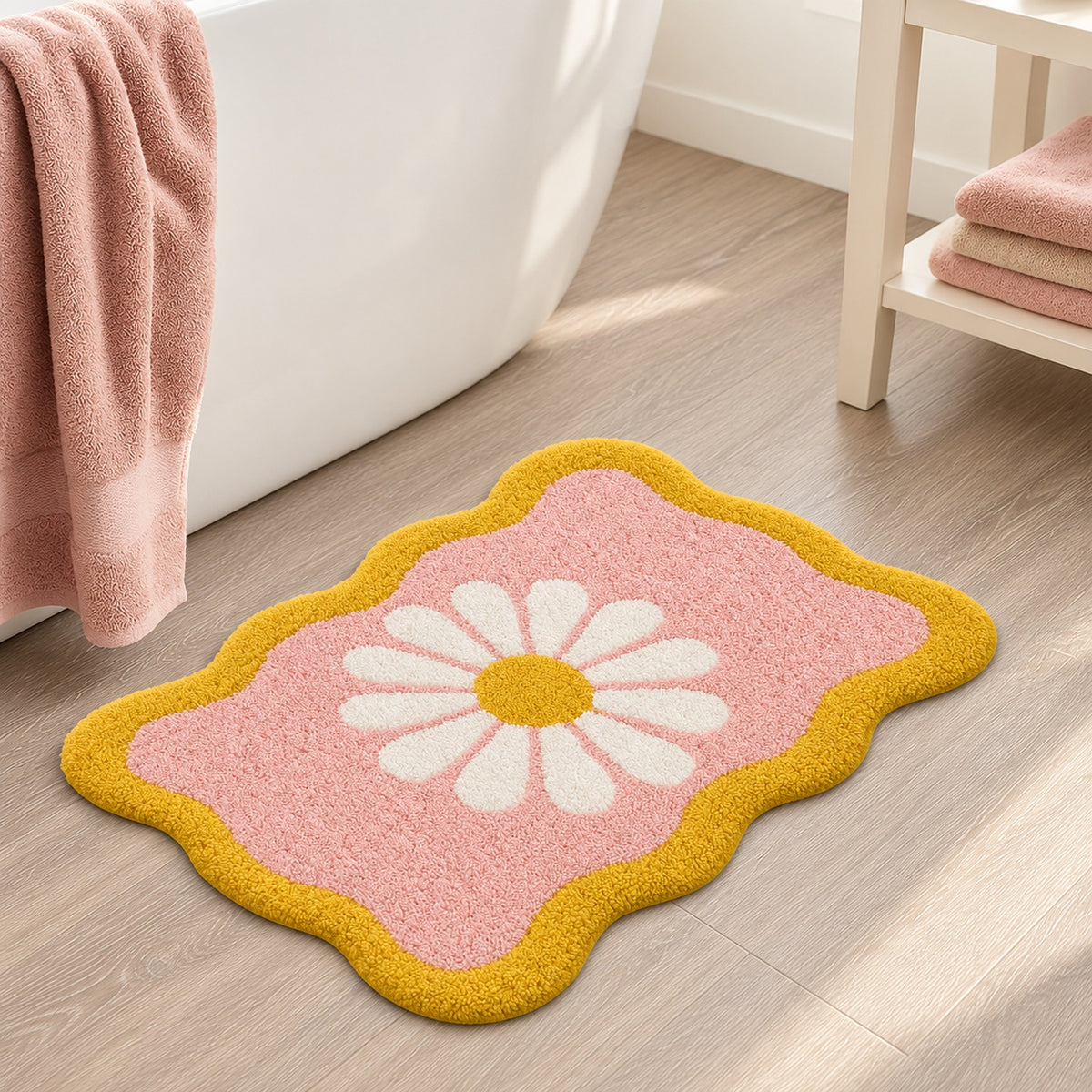 Daisy Scalloped Tufted Bath Mat