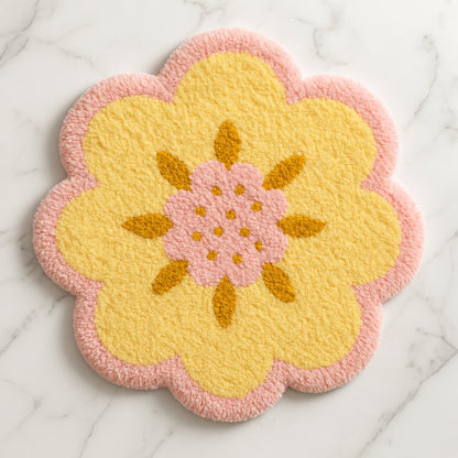 Pink Flower Shaped Tufted Bath Mat