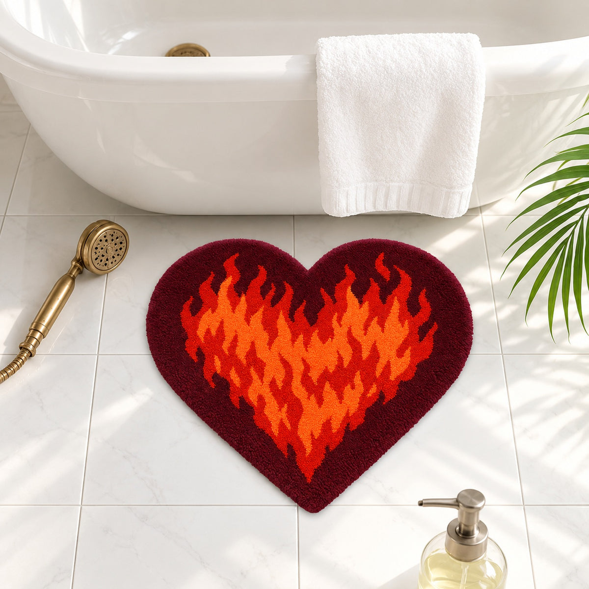 Flaming Heart Tufted Bath Mat