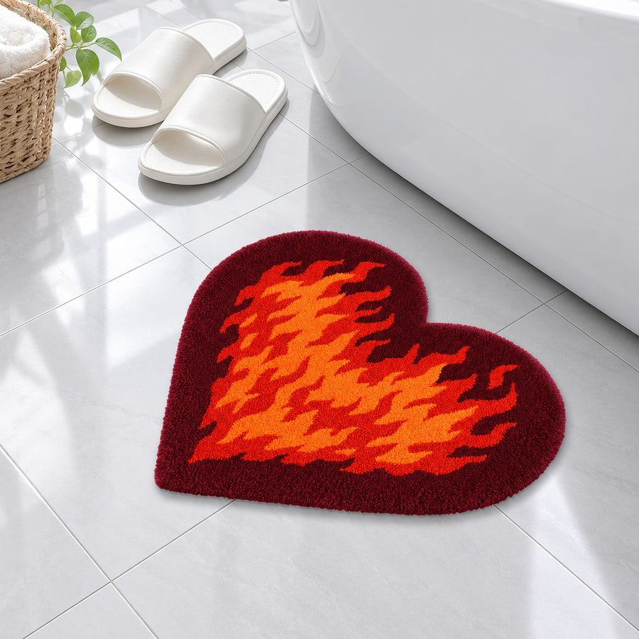 Flaming Heart Tufted Bath Mat