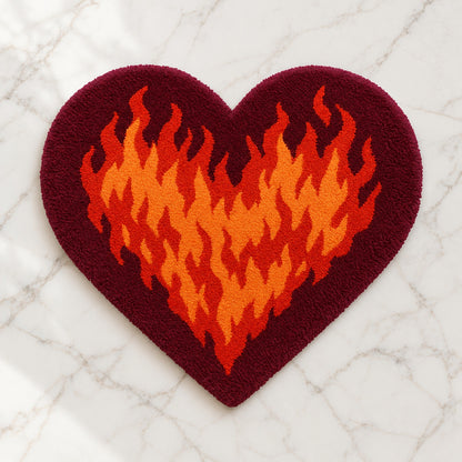 Flaming Heart Tufted Bath Mat