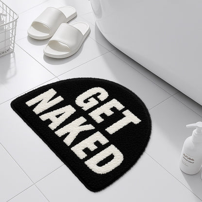 Feblilac Black and White Half Circle Get Naked Tufted Bath Mat