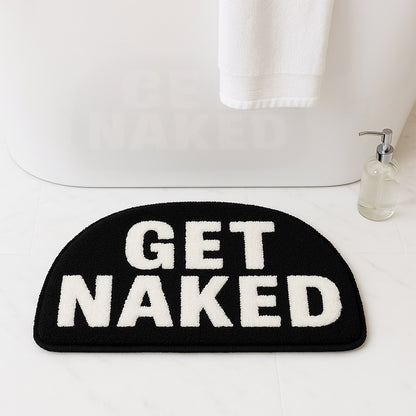 Feblilac Black and White Half Circle Get Naked Tufted Bath Mat