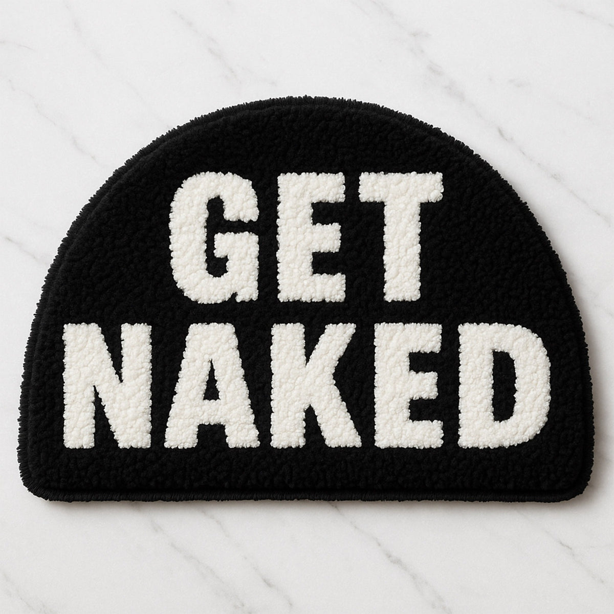 Feblilac Black and White Half Circle Get Naked Tufted Bath Mat