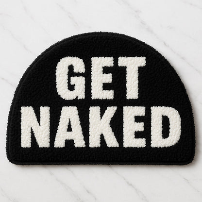 Feblilac Black and White Half Circle Get Naked Tufted Bath Mat
