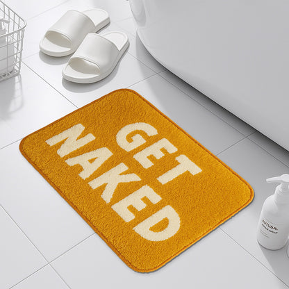 Feblilac Orange and White Cartoon Get Naked Tufted Bath Mat