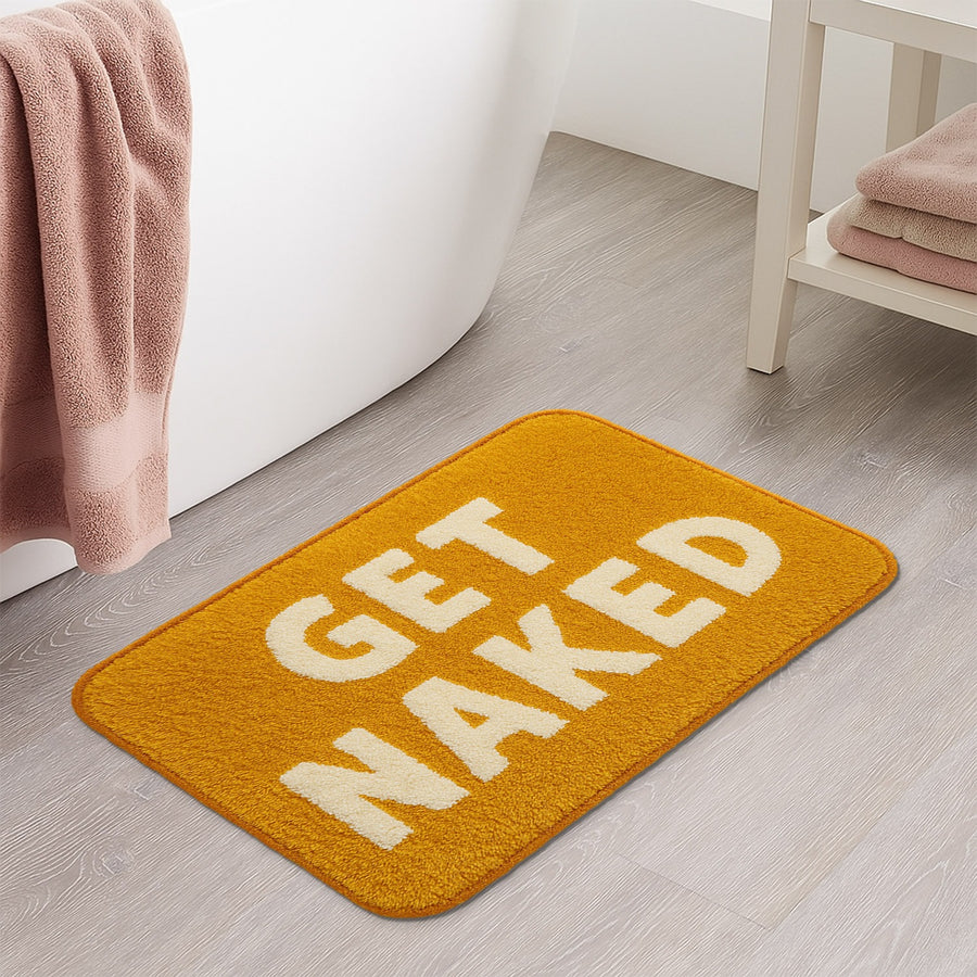 Feblilac Orange and White Cartoon Get Naked Tufted Bath Mat