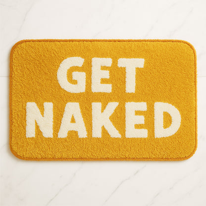 Feblilac Orange and White Cartoon Get Naked Tufted Bath Mat