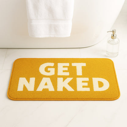 Feblilac Orange and White Cartoon Get Naked Tufted Bath Mat