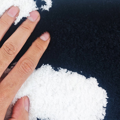 Feblilac Black and White Yin Yang Cat Tufted Bath Mat