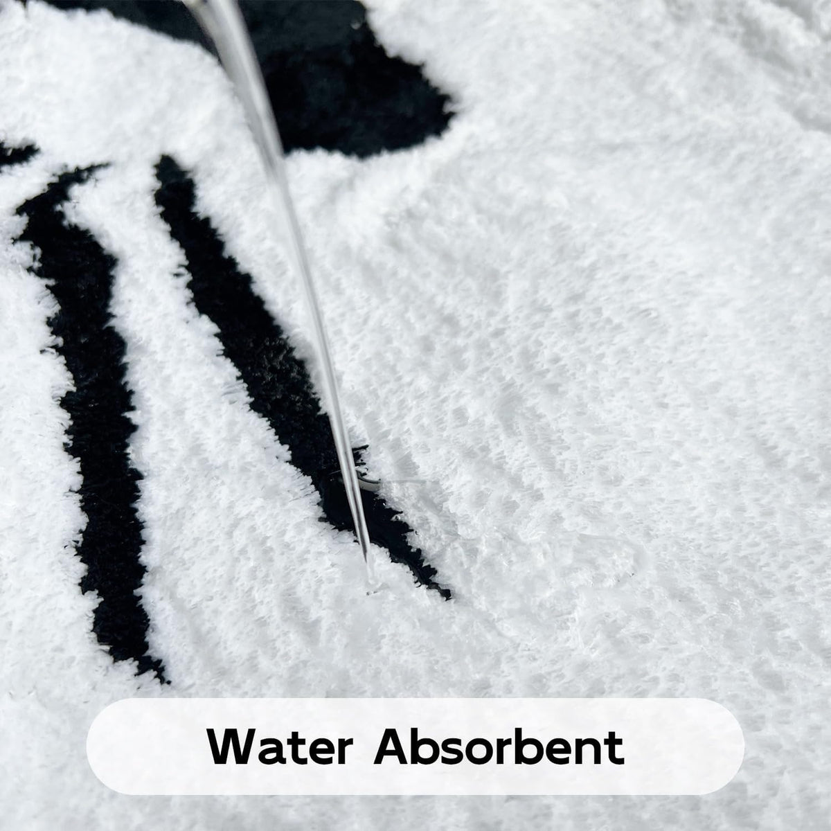 Feblilac Black and White Yin Yang Cat Tufted Bath Mat
