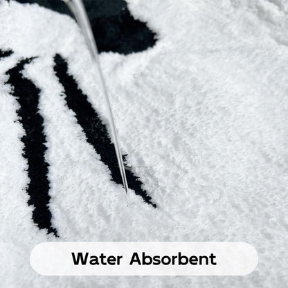 Feblilac Black and White Yin Yang Cat Tufted Bath Mat