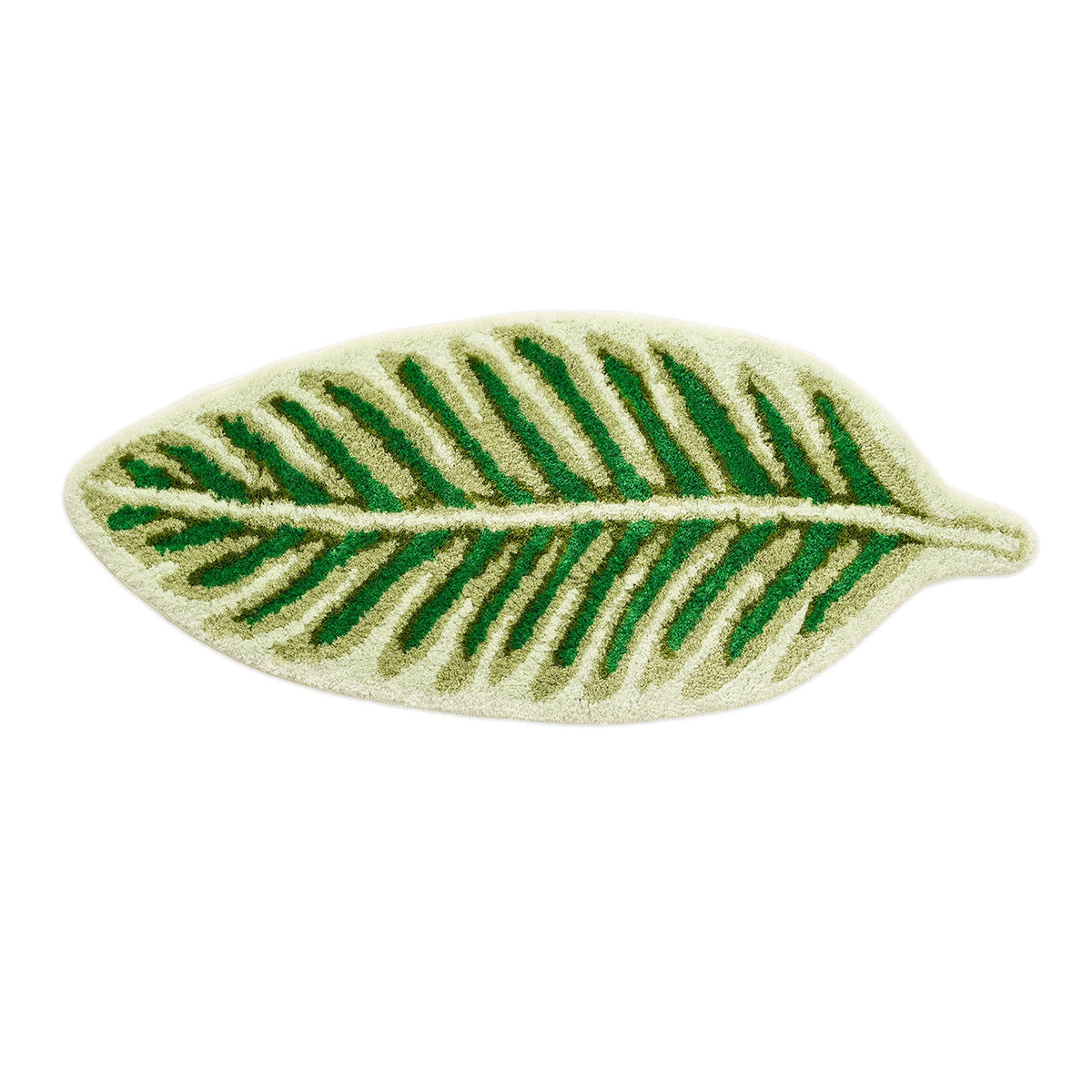 Feblilac Green Tropical Long Leaves Tufted Bath Mat