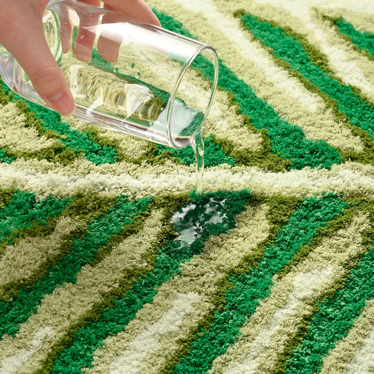 Feblilac Green Tropical Long Leaves Tufted Bath Mat