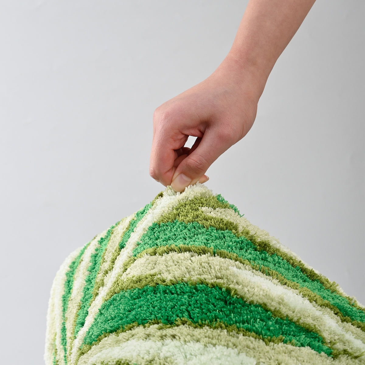 Feblilac Green Tropical Long Leaves Tufted Bath Mat