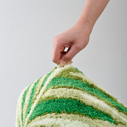 Feblilac Green Tropical Long Leaves Tufted Bath Mat