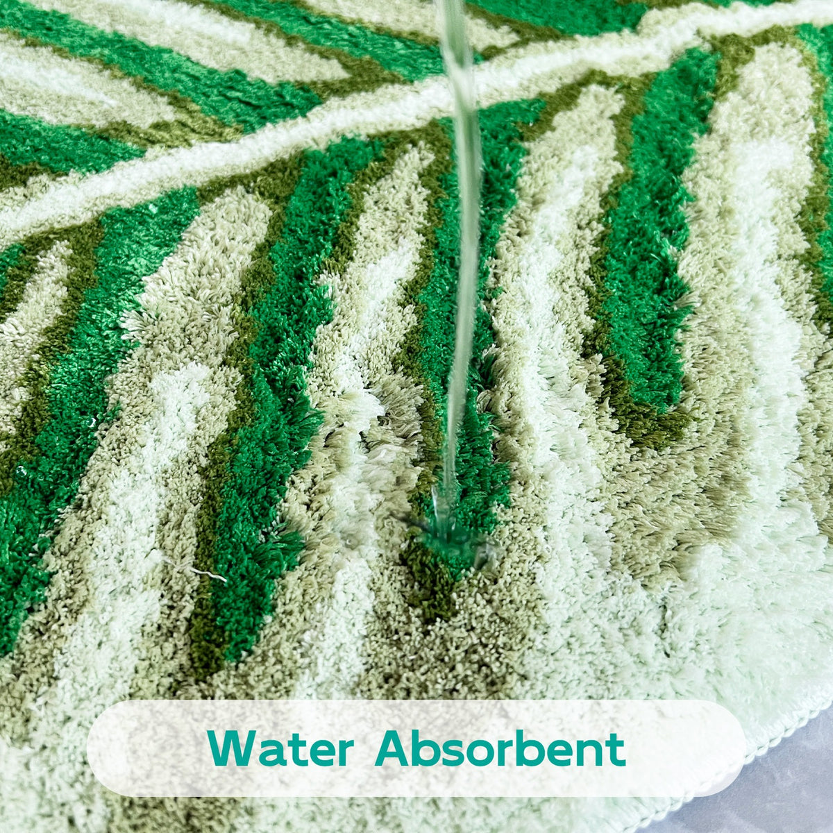 Feblilac Green Tropical Long Leaves Tufted Bath Mat