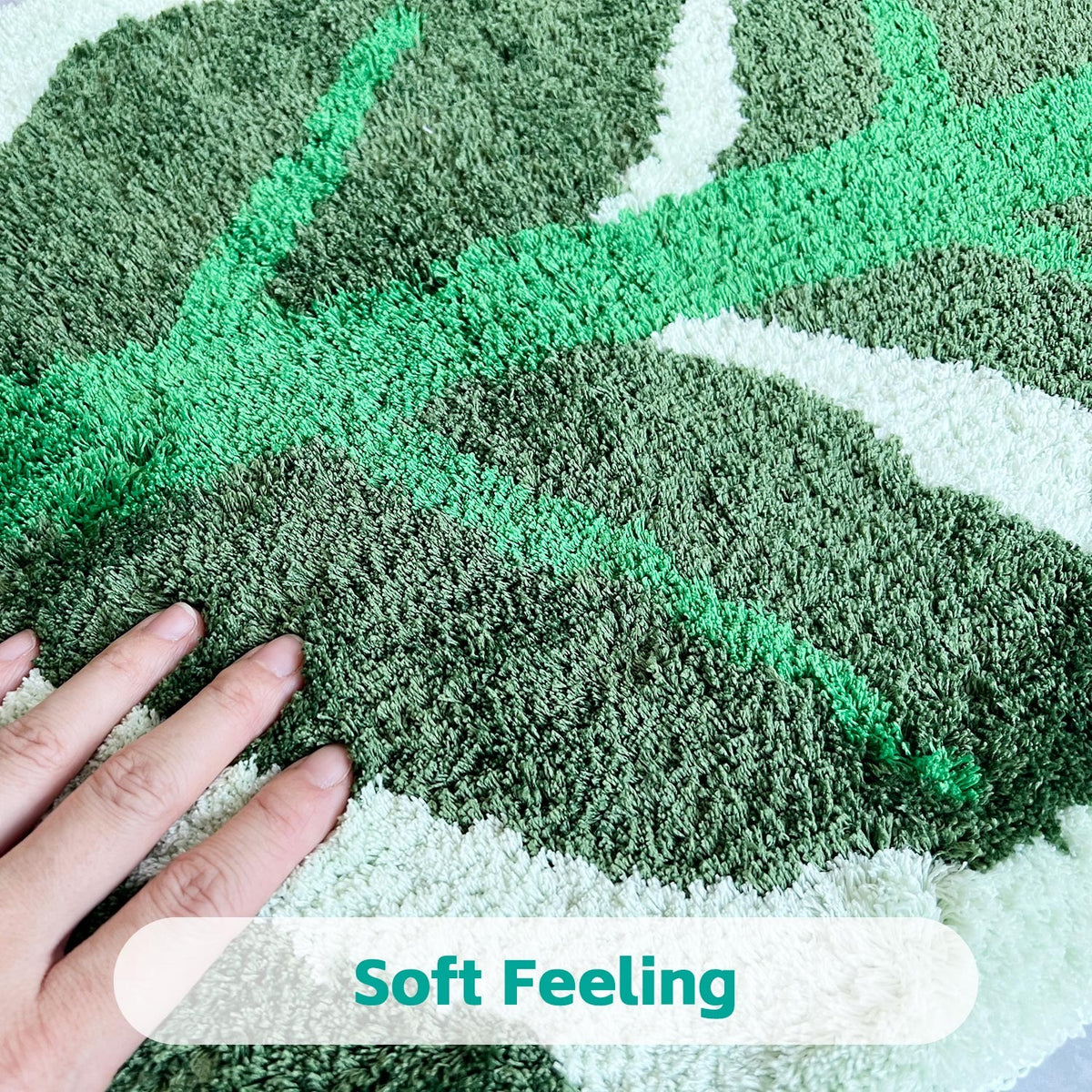 Feblilac Green Tropical Leaves Runner Tufted Bath Mat