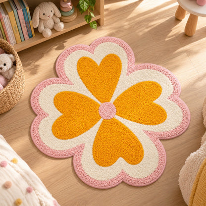 Feblilac Lucky Four Leaf Clover Pink Tufted Bath Mat