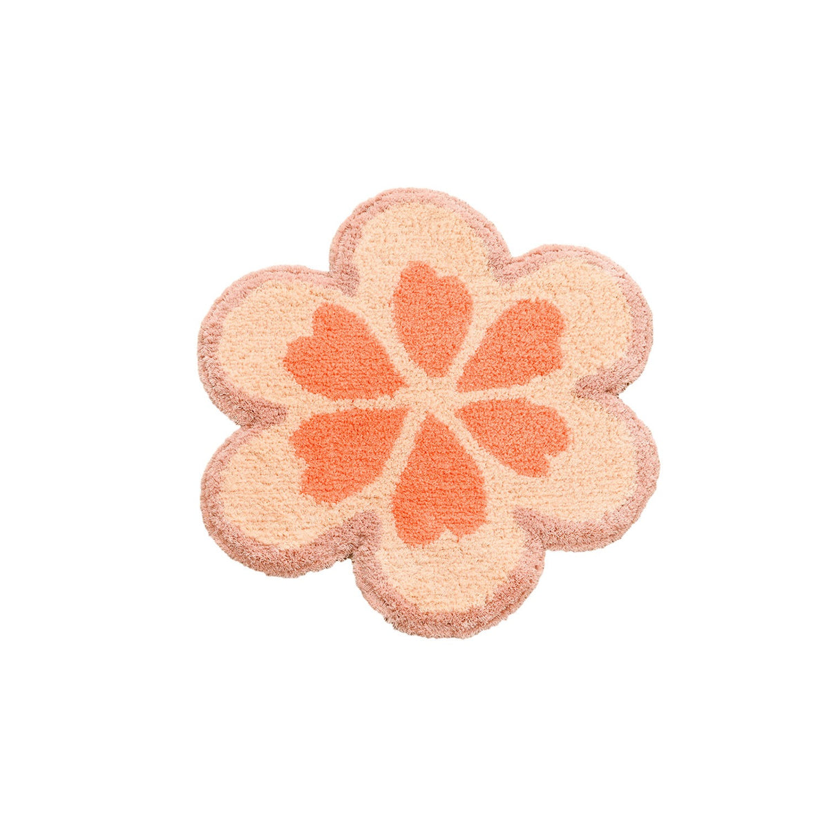 Feblilac Heart Shape Petals Tufted Bath Mat