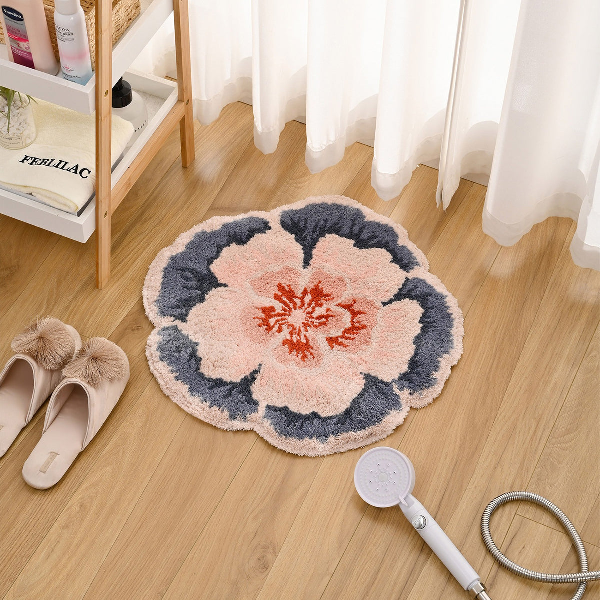 Feblilac Single Peony Tufted Bath Mat